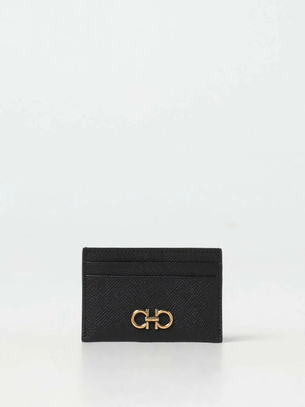 Salvatore Ferragamo Card Holder Wallet Leather Black